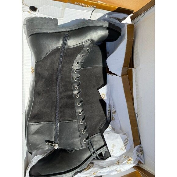 GC SHOES Women's Hanker Combat Lace Up Knee High Boots 7.5 black - Picture 7 of 7
